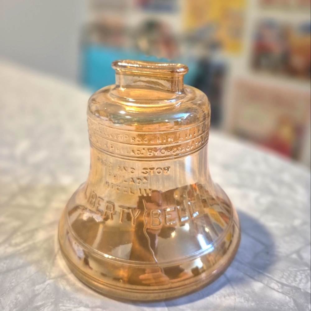 Vintage Liberty Bell Glass Bank